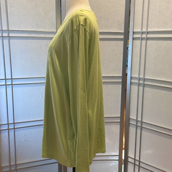 *Lime Green Long Sleeved Top with Beading on Front  Size 2X 100% Cotton - Picture 5 of 5